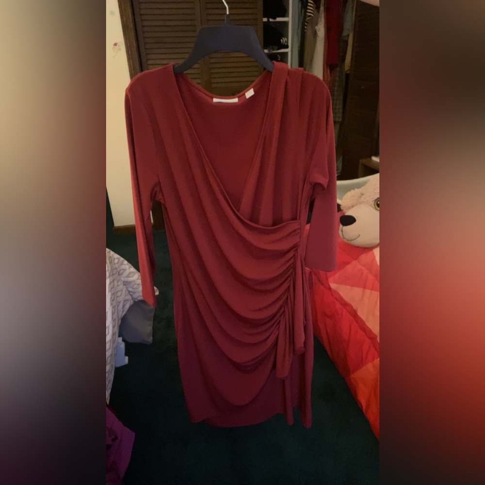 New York & Co. Wrap Style Dark Red Dress